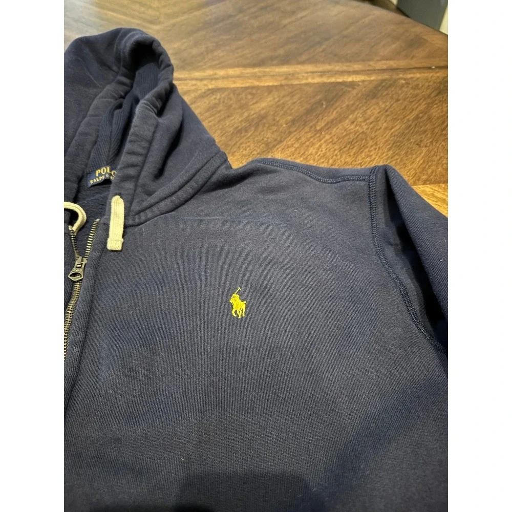 Polo Ralph Lauren Mens‎ Big & Tall 2XB Navy Blue Full Zip Hoodie Yellow Pony |K1
